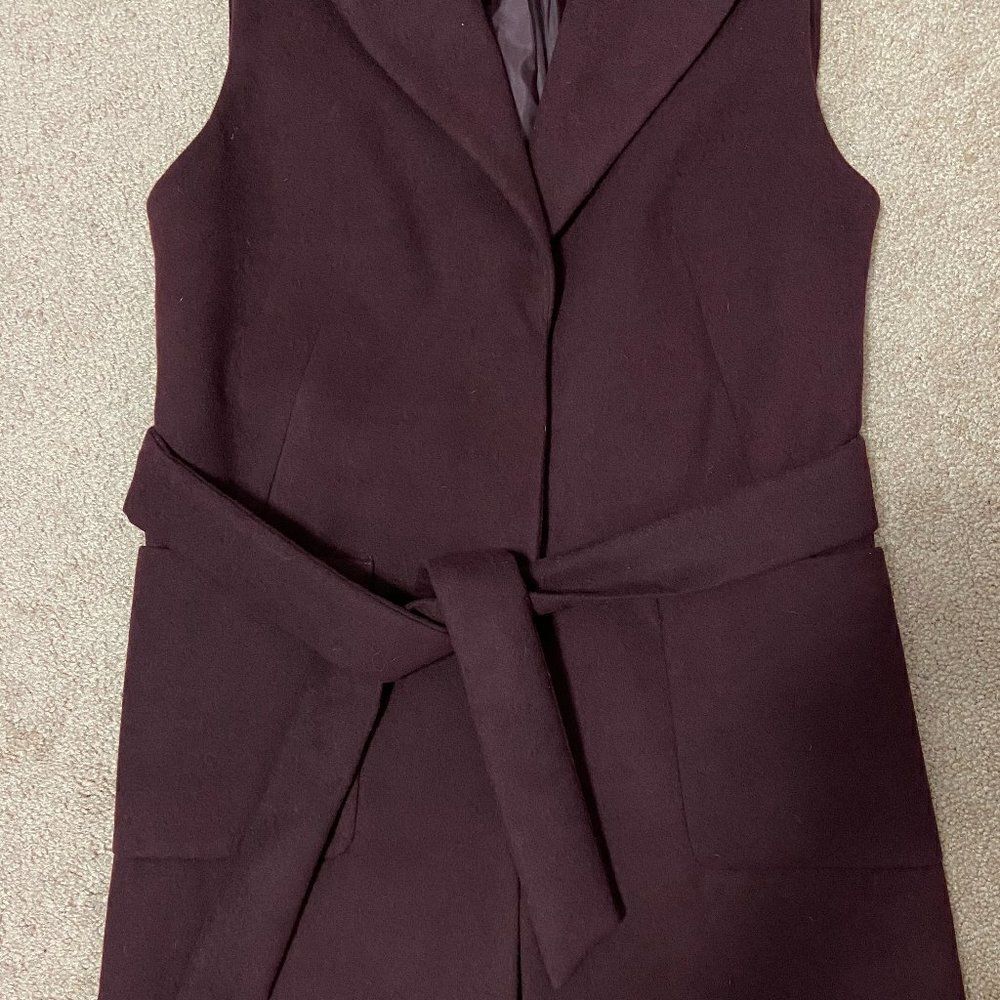 Topshop Burgundy Wool Sleeveless Jacket - Picture 4 of 7